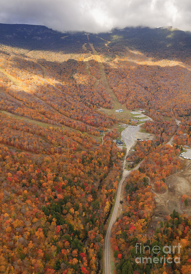 Aerial view of fall foliage in Stowe Vermont #10 Photograph by Don Landwehrle