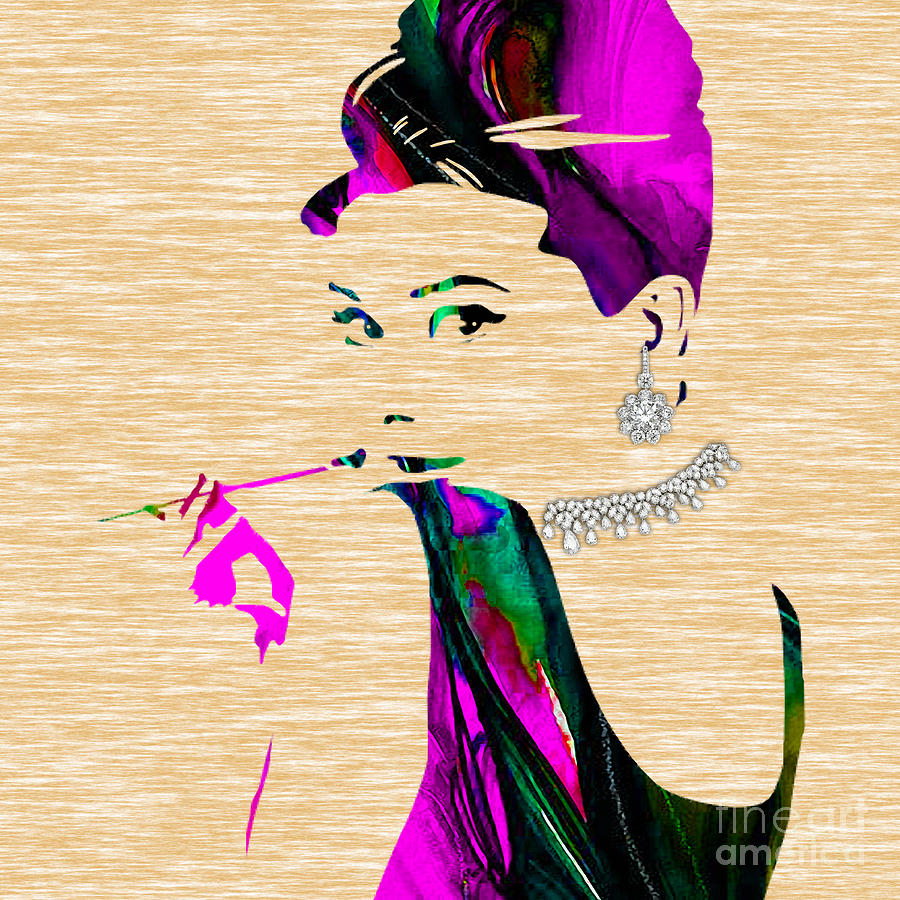 Audrey Hepburn Mixed Media - Audrey Hepburn Diamond Collection #10 by Marvin Blaine