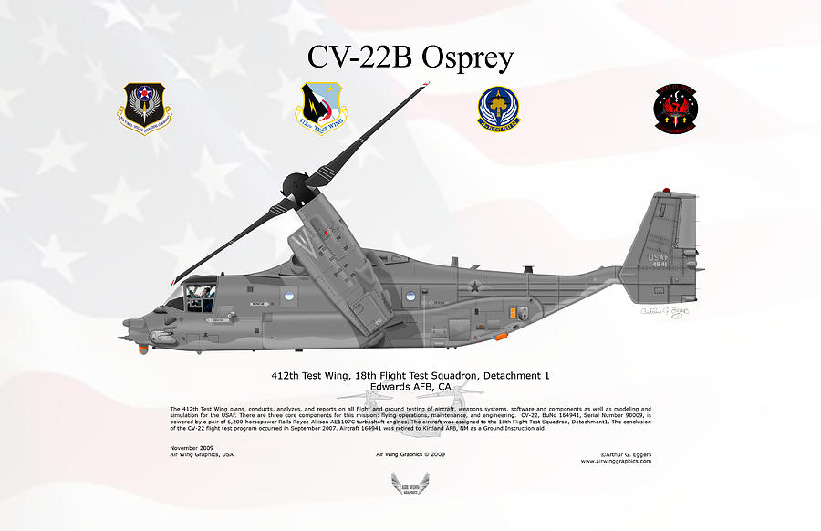 Bell Boeing CV-22B Osprey FLAG BACKGROUND #1 Digital Art by Arthur Eggers