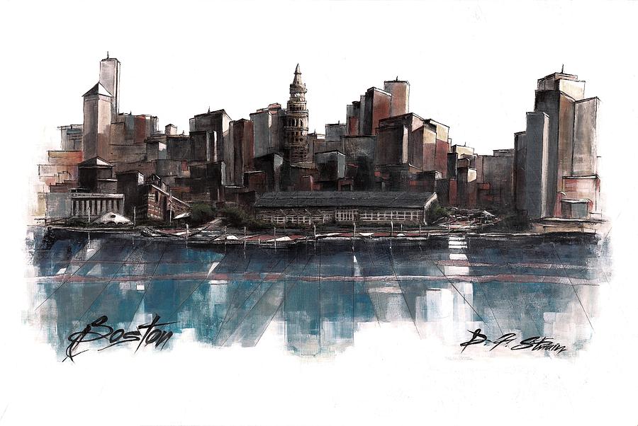 Boston Skyline #10 Painting by Diane Strain