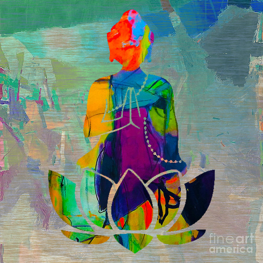 Meditation Mixed Media - Buddah On A Lotus #9 by Marvin Blaine