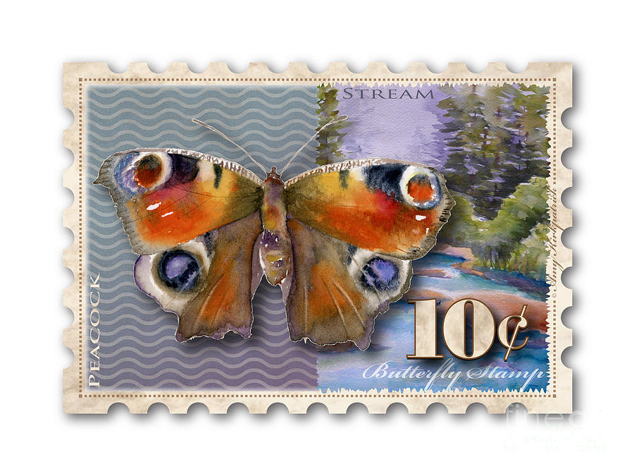 10 Cent Butterfly Stamp Painting