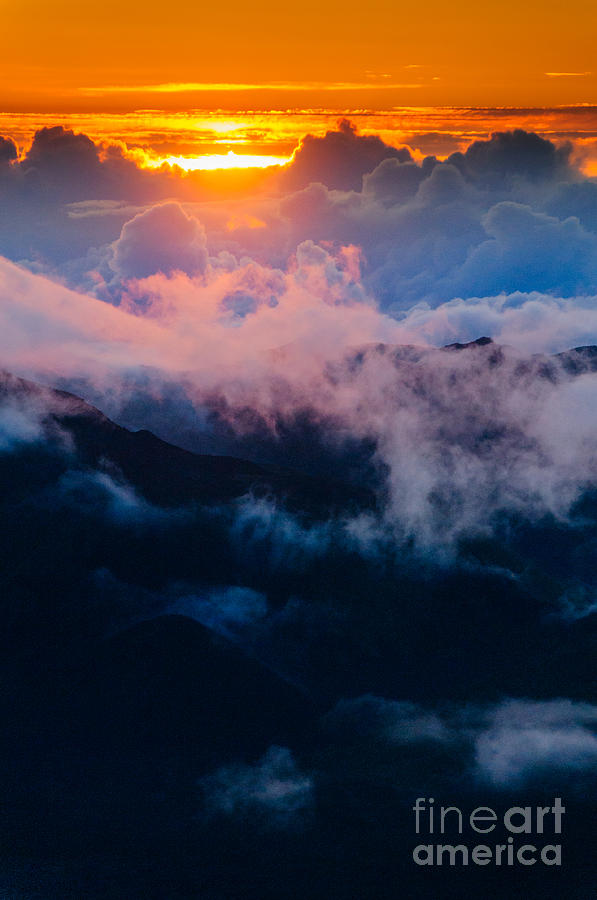 Clouds at sunrise over Haleakala Crater Maui Hawaii USA #10 Photograph by Don Landwehrle