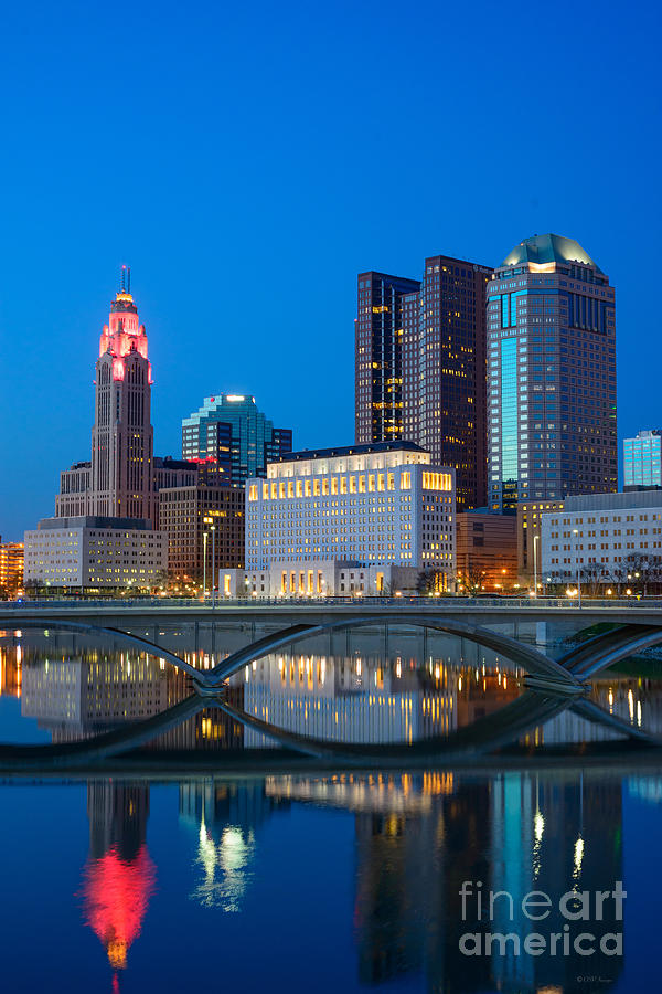 FX2L516 Columbus Ohio night skyline photo Photograph by Ohio Stock