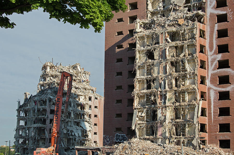 Detroit Photograph - Demolition Of Detroit Housing Towers #10 by Jim West