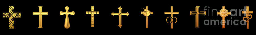 10 Golden Crosses Digital Art by Rose Santuci-Sofranko