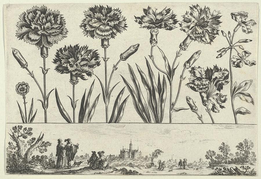 Horizontal Panel With A Row Of Flowers Drawing By Nicolas Cochin