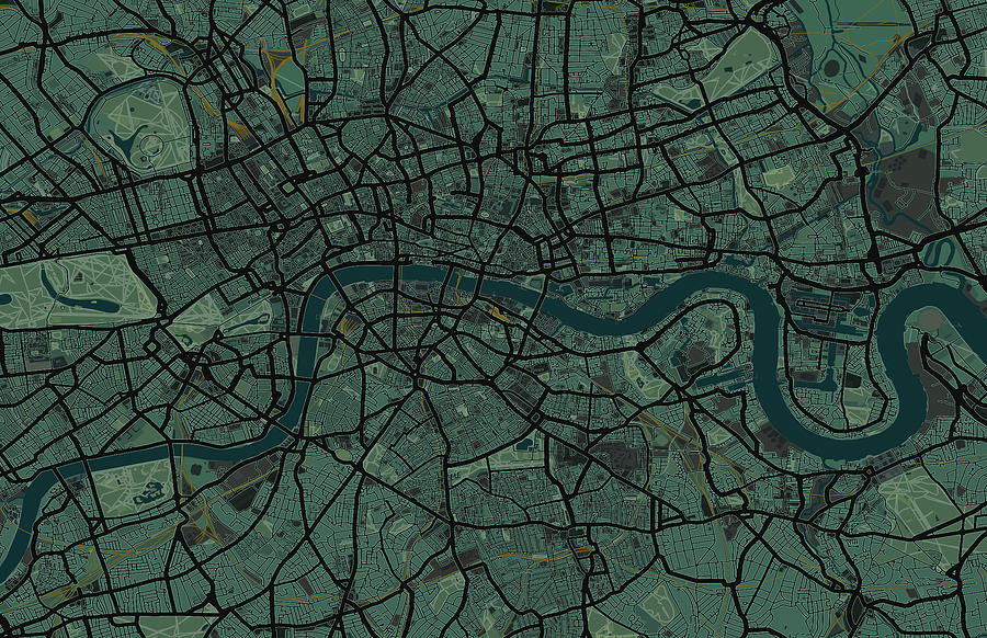 London England Street Map #10 Digital Art by Michael Tompsett