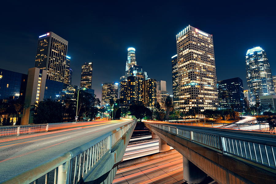 Los Angeles at night #10 Photograph by Songquan Deng