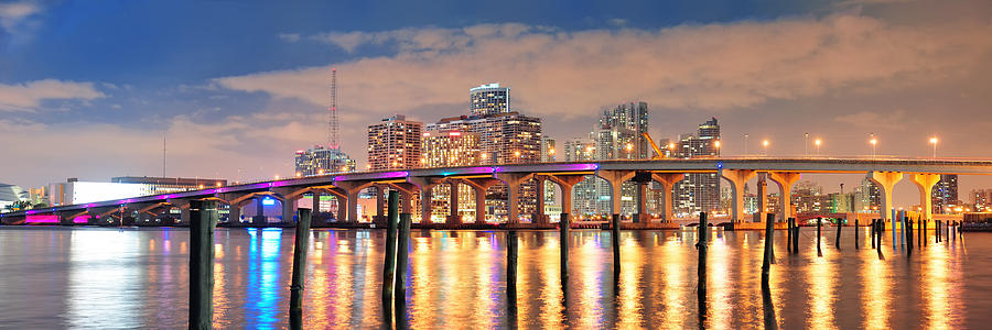 Miami night scene #10 Photograph by Songquan Deng