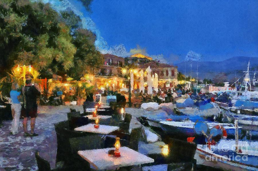 Molyvos town in Lesvos island #4 Painting by George Atsametakis