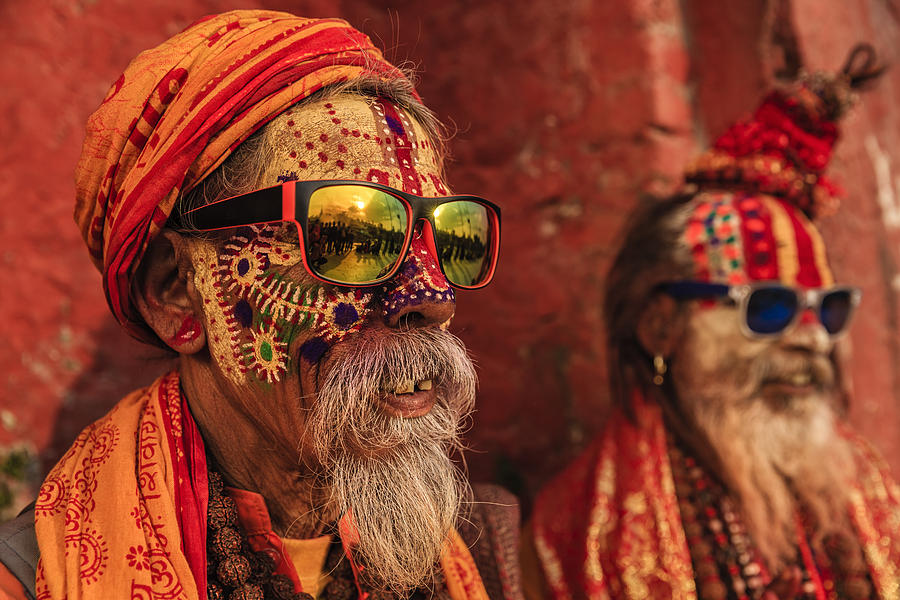 Sadhu - indian holymen sitting in the temple #10 Photograph by Hadynyah