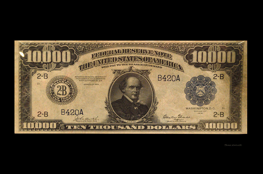 10000 Dollar US Currency Bill Photograph by Thomas Woolworth