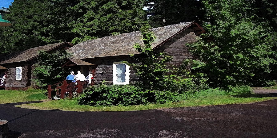 10004600133 Lake Mcdonald Outer Cabins Painting By Garland Oldham