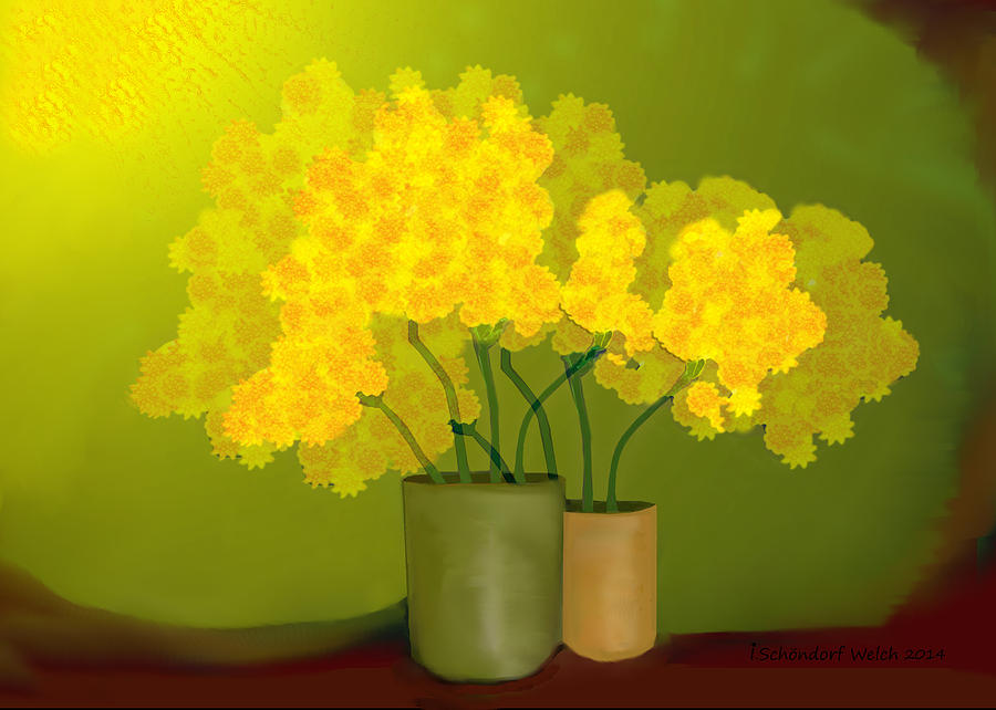 1021 - Yellow Flowers ... Painting by Irmgard Schoendorf Welch