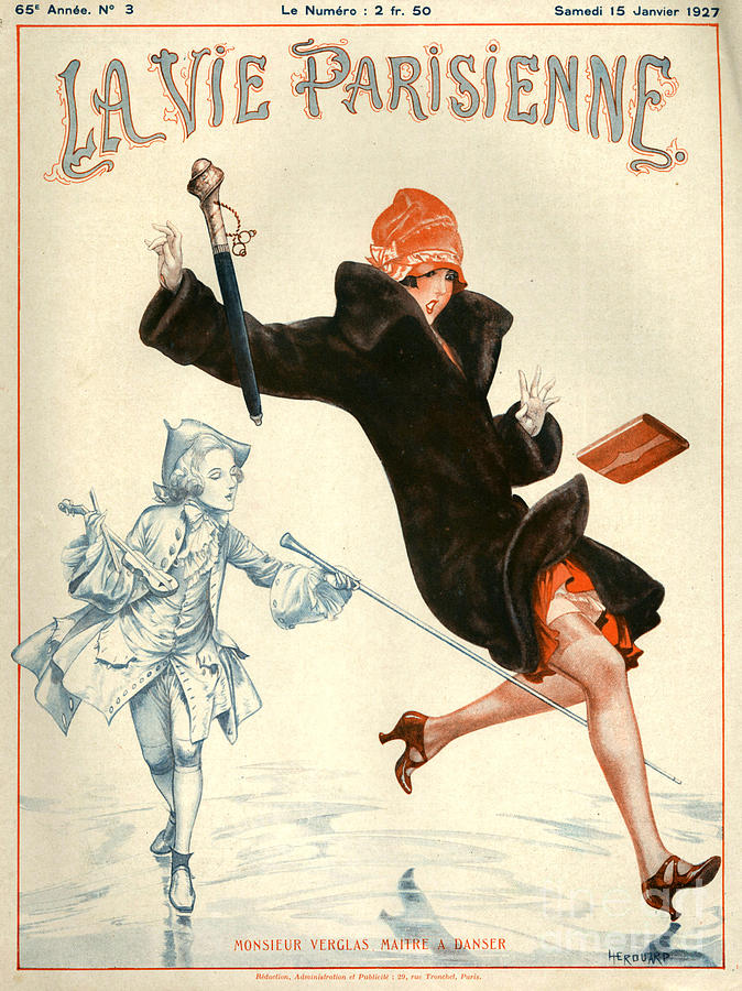 Winter Drawing - 1920s France La Vie Parisienne Magazine #105 by The Advertising Archives