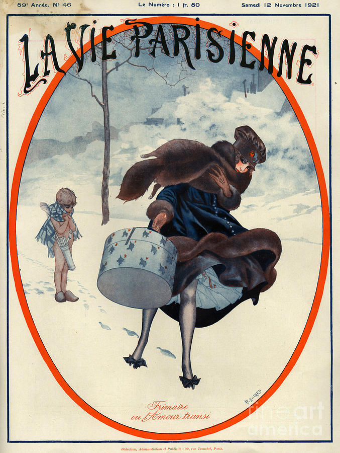 Winter Drawing - 1920s France La Vie Parisienne Magazine #106 by The Advertising Archives