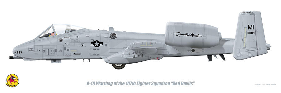 Jet Digital Art - 107th FS A-10 Warthog by Barry Munden