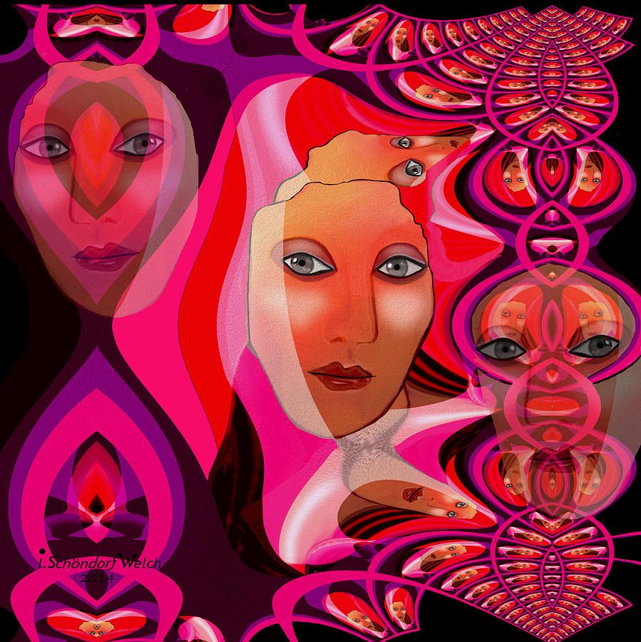 1082 Pink Lady  Fractal Painting by Irmgard Schoendorf Welch