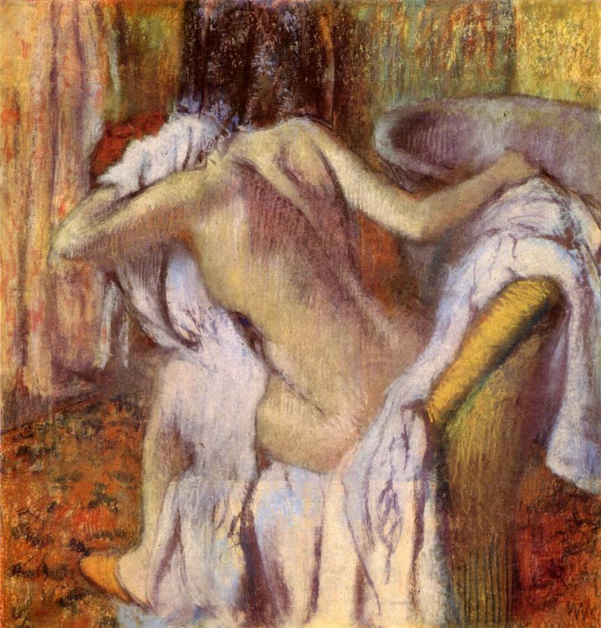 Impressionism Painting - After the Bath #11 by Edgar Degas