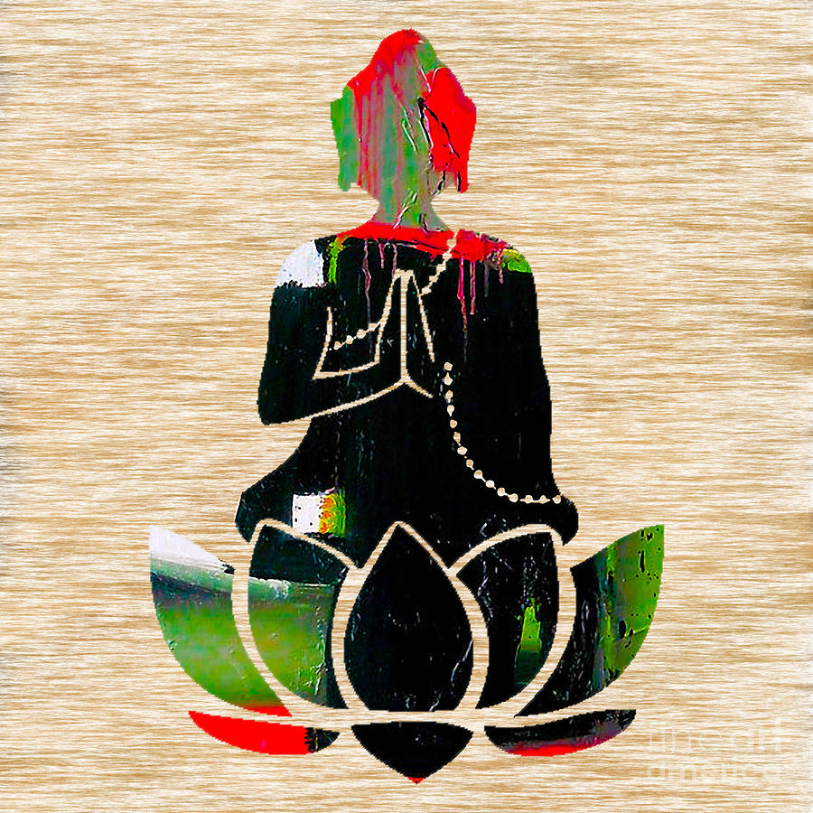 Buddah On A Lotus #15 Mixed Media by Marvin Blaine