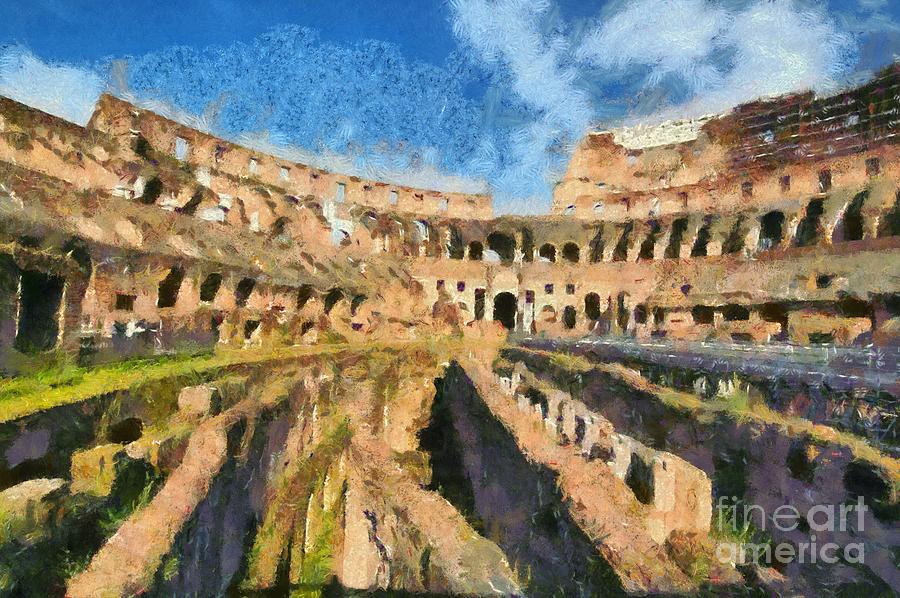 Colosseum in Rome #5 Painting by George Atsametakis