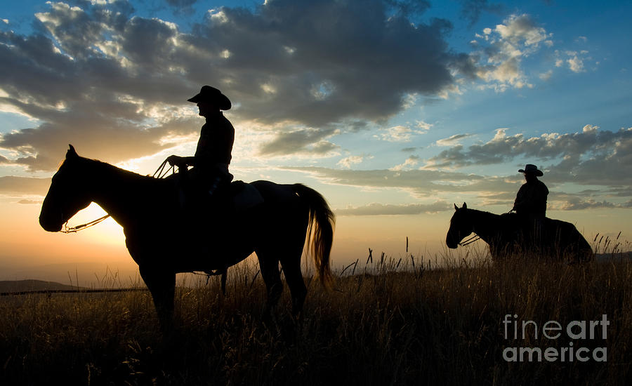 Sunset Photograph - Cowboys #12 by John Shaw