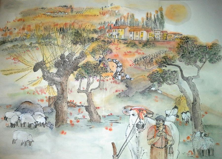 Italian story album #11 Painting by Debbi Saccomanno Chan