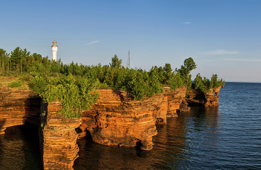 Apostle Islands National Lakeshore Photograph - Layered Sandstone Cliffs And Sea Caves #11 by Chuck Haney