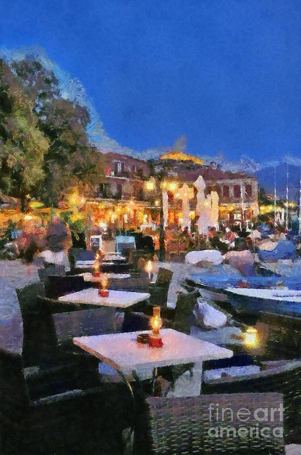 Molyvos town in Lesvos island #5 Painting by George Atsametakis