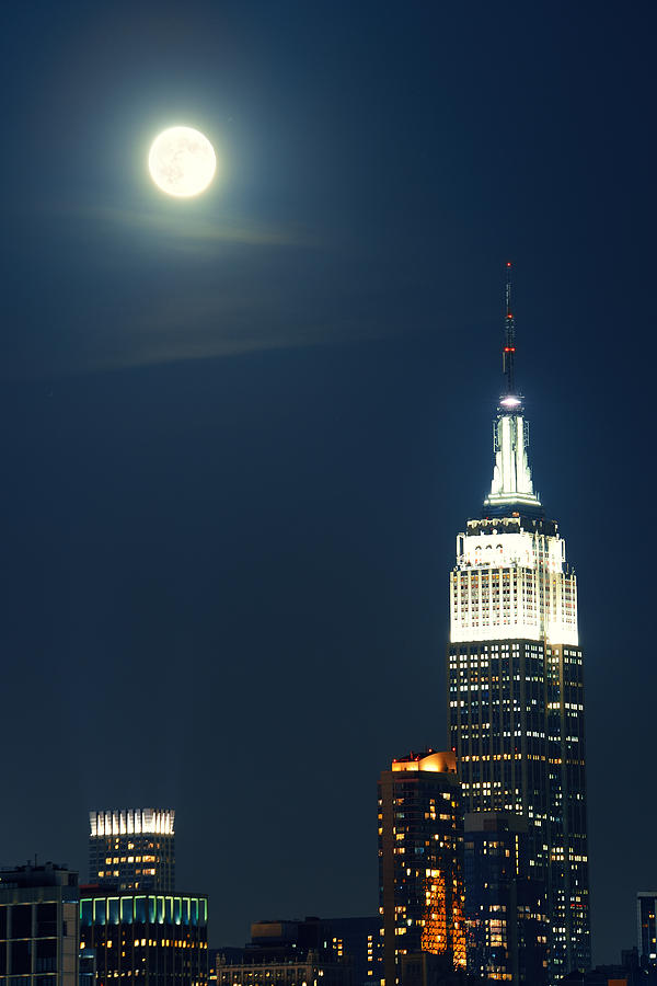Moon Rise Manhattan #11 Photograph by Songquan Deng