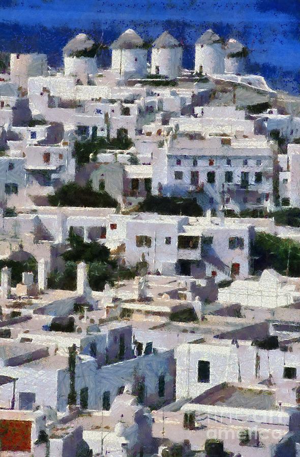Mykonos town #6 Painting by George Atsametakis