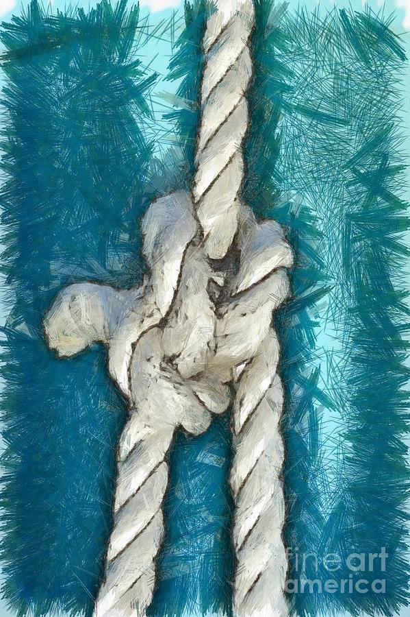Rope Painting - Nautical knots #7 by George Atsametakis