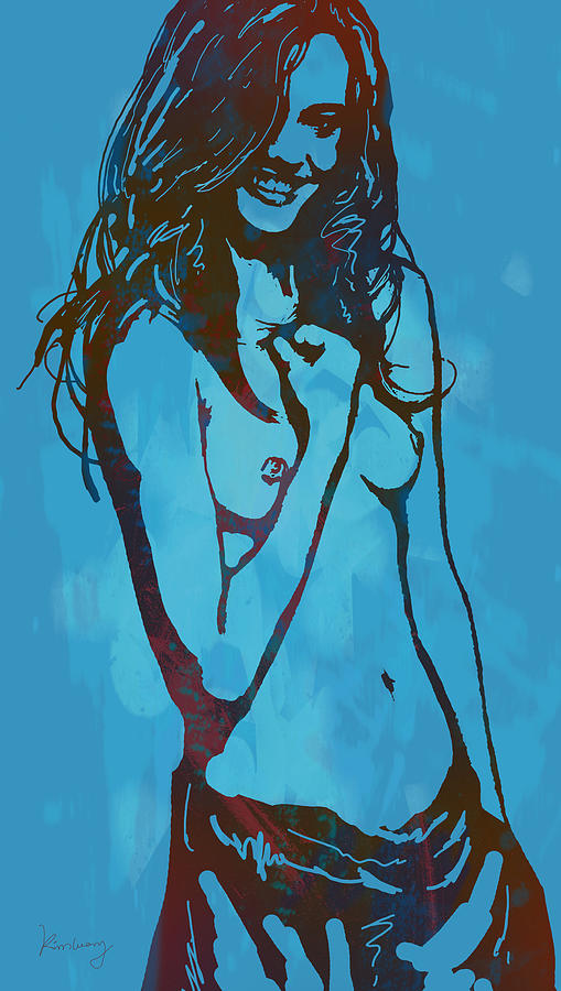 Portrait Drawing - Nude pop stylised art poster #11 by Kim Wang
