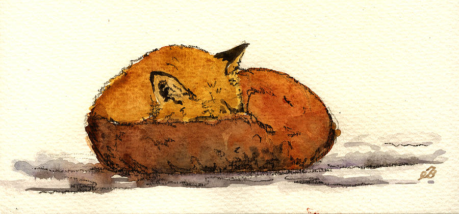 Red Painting - Red Fox by Juan Bosco Red Painting - Red Fox by Juan Bosco