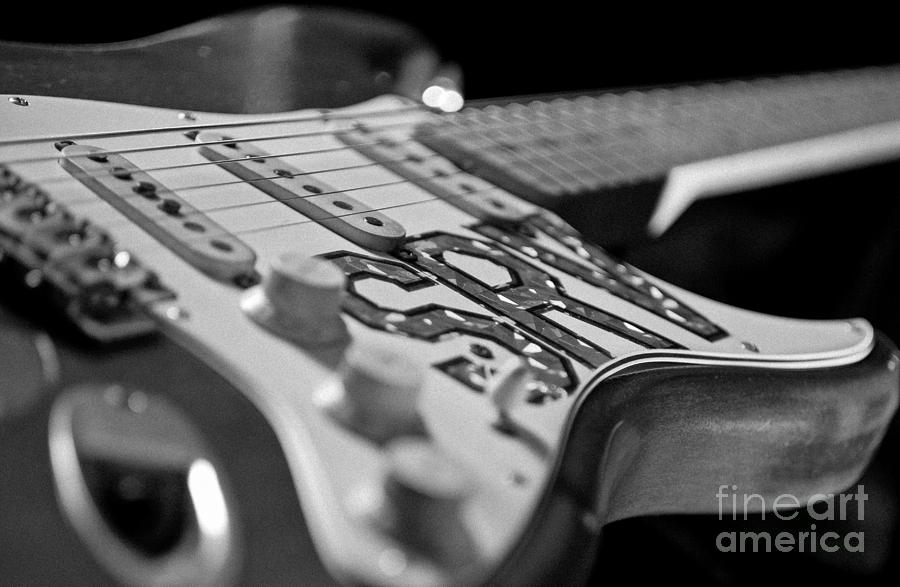 Replica Stevie Ray Vaughn Electric Guitar Black and White #11 Photograph by Jani Bryson