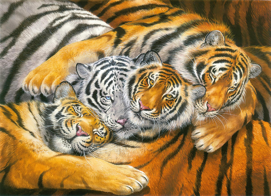 Tiger Hug Painting by MGL Meiklejohn Graphics Licensing