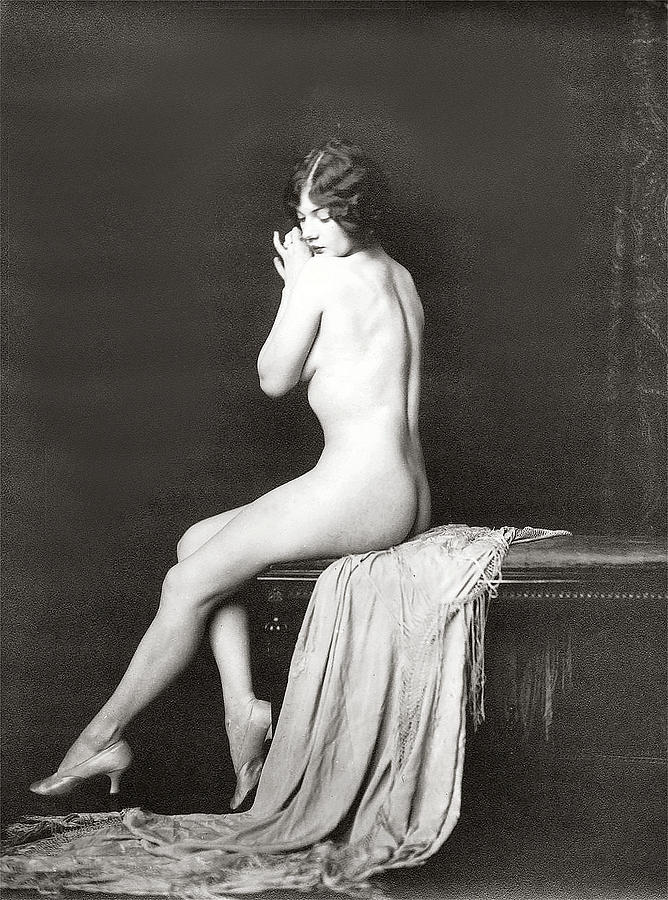 Sensuous Digital Art - Vintage Nude Postcard Image by Unknown.