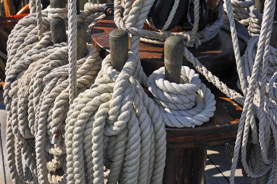 Coiled Ropes of Tall Ship #1 Photograph by Arterra Picture Library