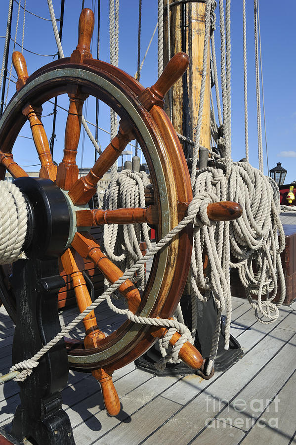 Frigates Wheel and Ropes Photograph by Arterra Picture Library