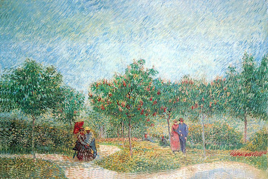 People Walking in a Public Garden at Assnieres Photograph by Vincent Van Gogh