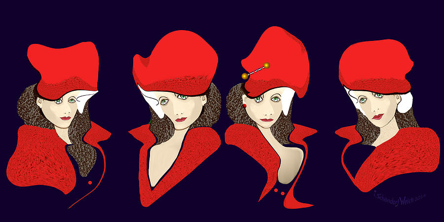 1128 - The red hats Painting by Irmgard Schoendorf Welch
