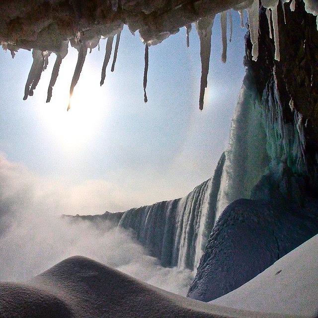 Winter Photograph - Niagara Falls - Behind the Falls by Karen Cooper