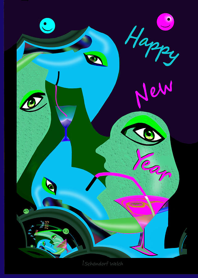 1191  Happy new Year Painting by Irmgard Schoendorf Welch