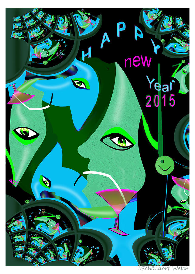 1194 - Happy New Year Painting by Irmgard Schoendorf Welch