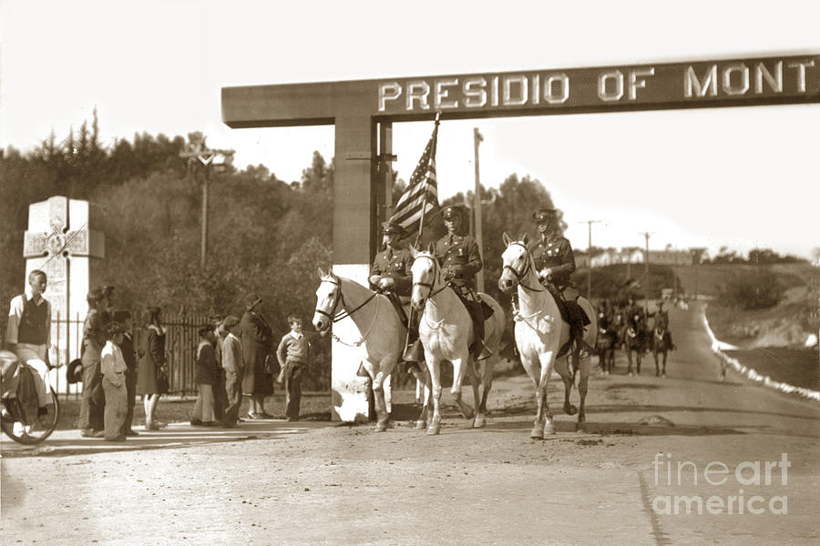 Presidio Of Monterey Photograph - 11th Cavalry coming down Artillery Street Gate Presidio of Monterey 1931 by Monterey County Historical Society