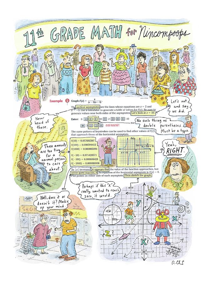 11th Grade Math For Nincompoops Drawing by Roz Chast