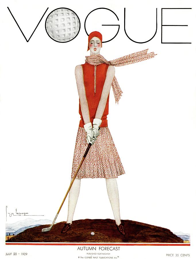 Vintage Photograph - A Vintage Vogue Magazine Cover Of A Woman #12 by Georges Lepape