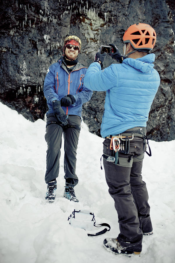 Blue Color Photograph - Ice Climbing #12 by Christopher Kimmel