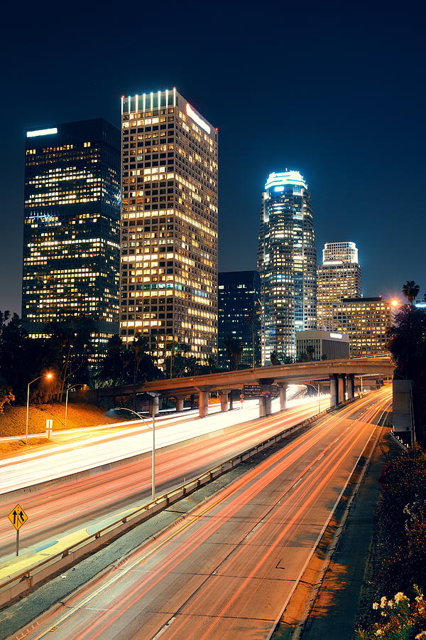 Los Angeles at night #12 Photograph by Songquan Deng